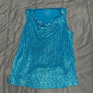 INC International Concepts Shimmering Blue Sequin Tank Top